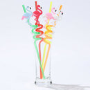 4pcs Drinking Straws Cartoon Flamingo PVC Juice Straws Hawaii Party Table Deco