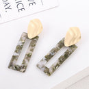Hoop Earrings Rectangle Marble Effect Earrings For Women Drop Dangle Earrin M5S1