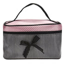 Women Stripe Bow monolayer cosmetic bag (Black)