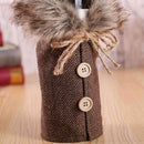 2Pcs Christmas Sweater Wine Bottle Cover, Newest Collar and Button Coat Des