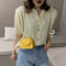 Pure Color Leather Mini Shoulder Bags Women Chain Messenger Bags (Yellow)