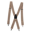 Men's Y-Shaped Adjustable Suspenders 4 Metal Clips, Elastic Straps Khaki