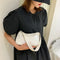 Women Handbags Solid Color PU Leather Female Shoulder Underarm Bag (Beige)