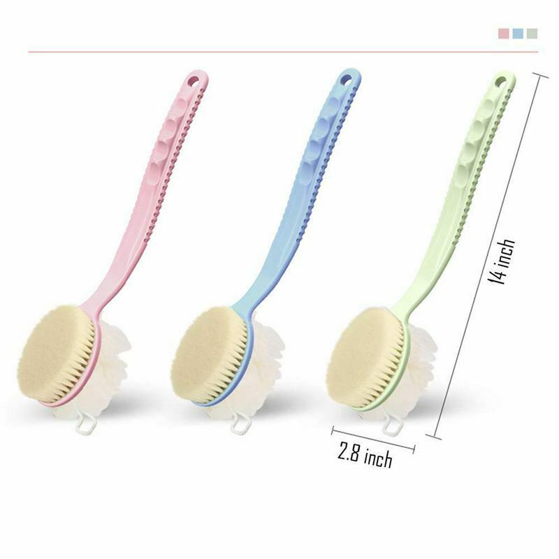 Bath Brush With Bristles And Bath Balls, 2 Pcs Back Bath Brush With Curved  A4R1