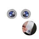 Fashion Men Blue White Cufflinks Crystal Cuff Links Shirt Button Charm JewelryJR