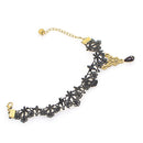 Gothic Anklet Chain Black Lace Woven Flowers Water Drop Pendant Anklet JewelryES