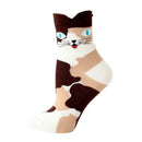 4 Pairs Cotton Ankle Socks Women Girl Autumn Winter Cartoon Cat Print Socks