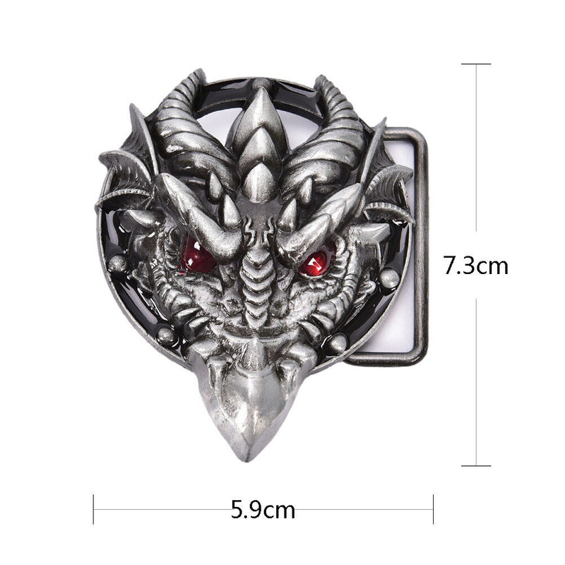 Men's belt buckle 7.3cm dragon head black pattern bronze metal pin bucklesSE3c