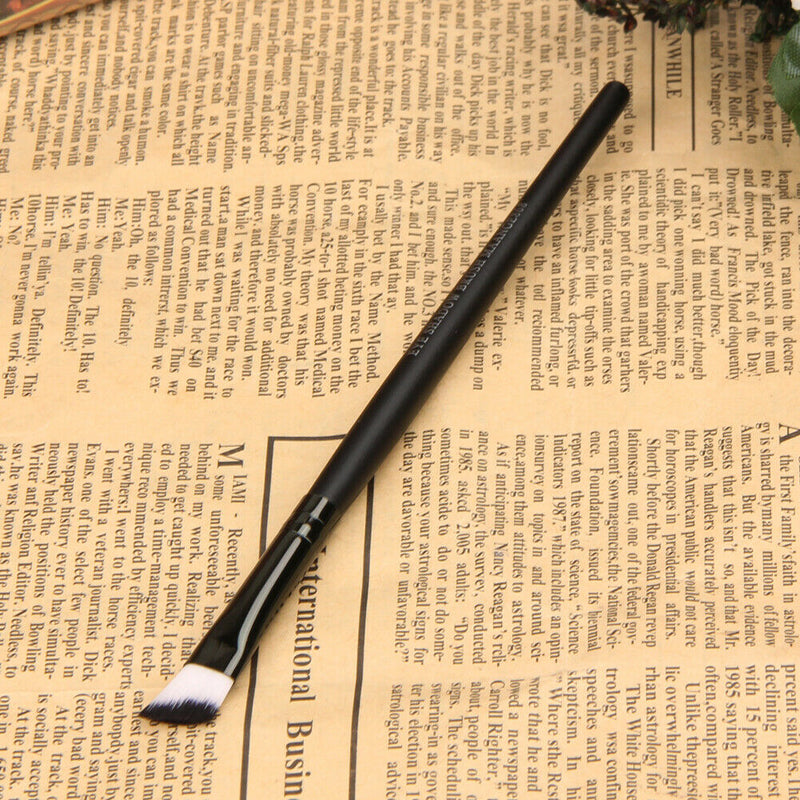 Professional Bevel Angle Eyebrow Brush Eyeliner Cosmetic Tool (Black) A
