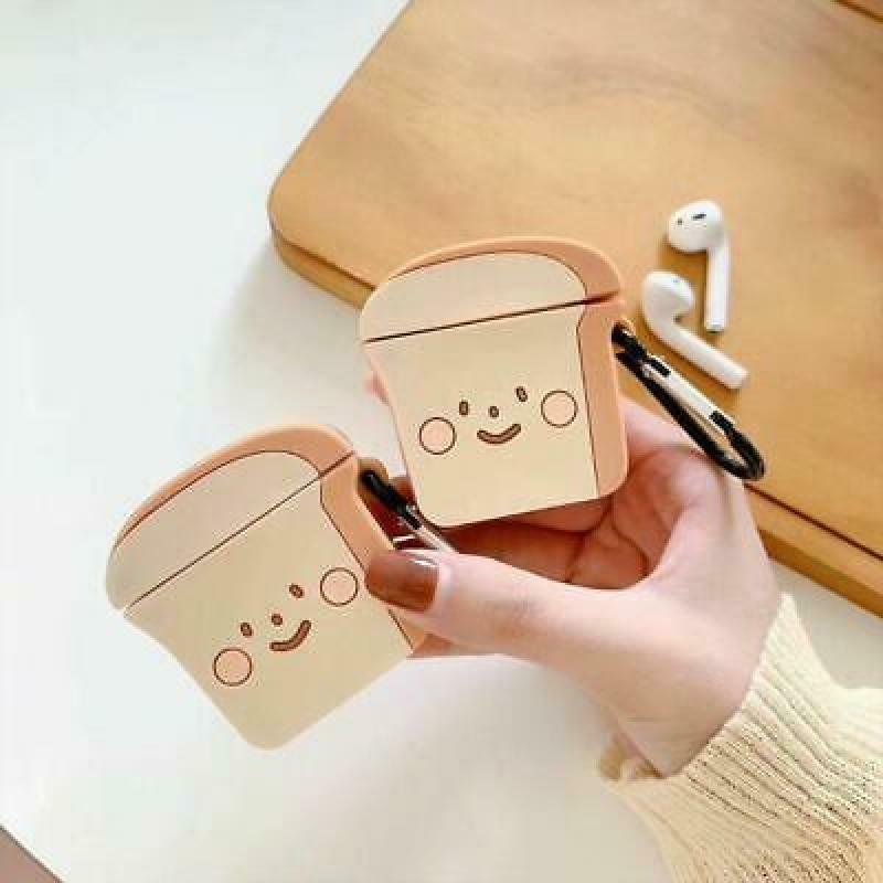 Unique Toast Bread Pattern Protective Case Soft Silicone Cover for Airpods 1/2