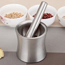 1X(Stainless Steel Garlic Pounder Leak Proof Cover Mortar Pot Mortar Pestle