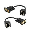 2x VGA Extender to CAT5 RJ45 Cable Adapter 15Pin Male to Rj45 Female