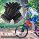 Leather Motorcycle Fleece Anti-slip Gloves Men Touch Screen Driving Gloves