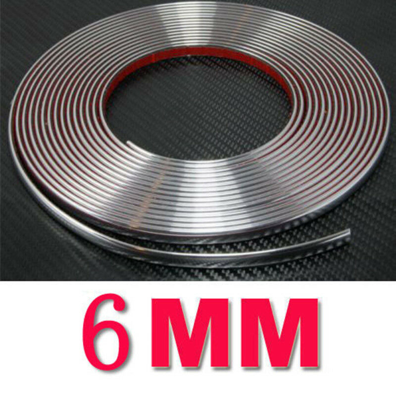 6mm Chrome Car Styling Tuning Moulding Strip Trim Self Adhesive Tape 15 metre