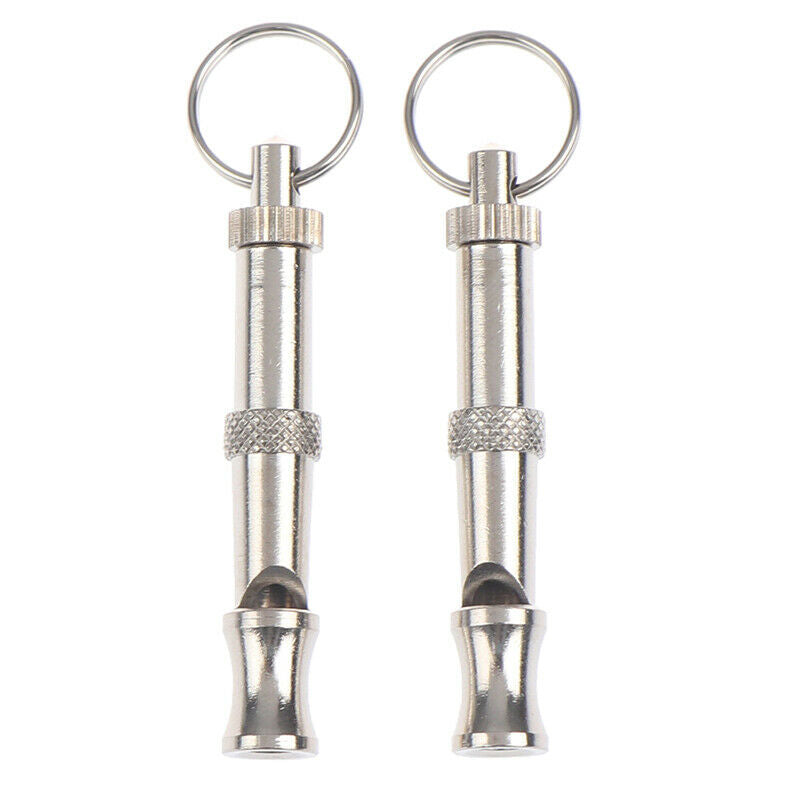 2 PCS SET  Pet Dog Training Whistle Dog Supplies SilverJ Bj