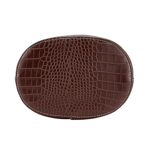 Crocodile PU Leather Women Shoulder Bag Messenger Bucket Handbag (Coffee) A#S