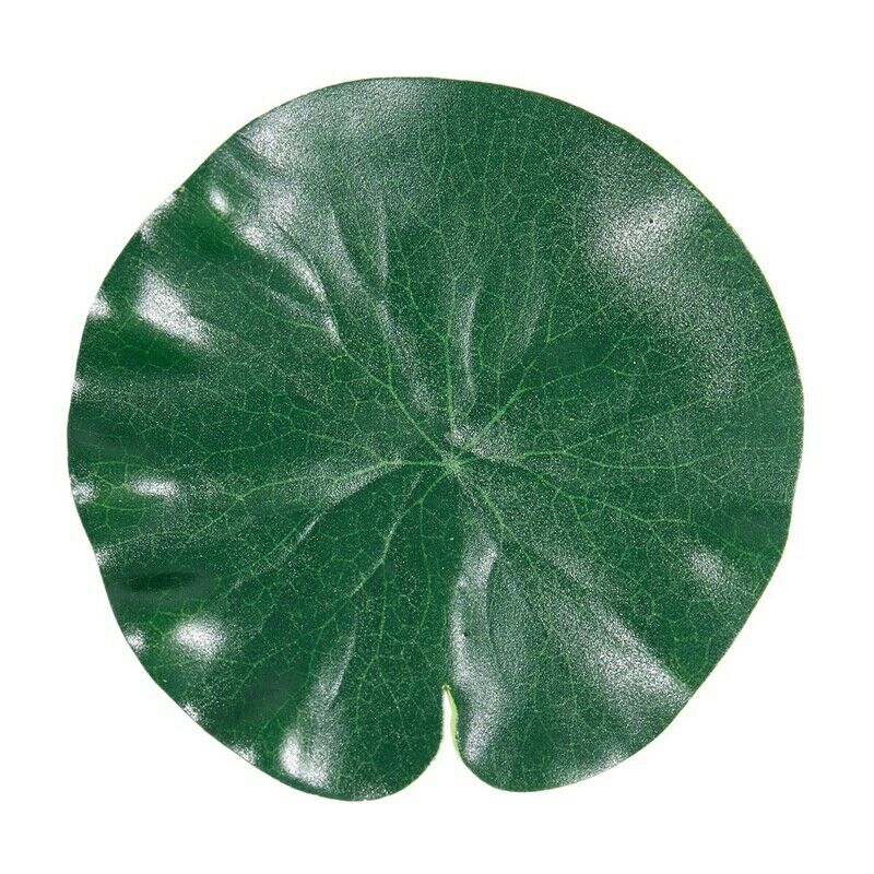 5 Pcs Aquarium Fish Tank Green Lotus Leaf Plastic Floating Decor 5.5" Dia T7K9