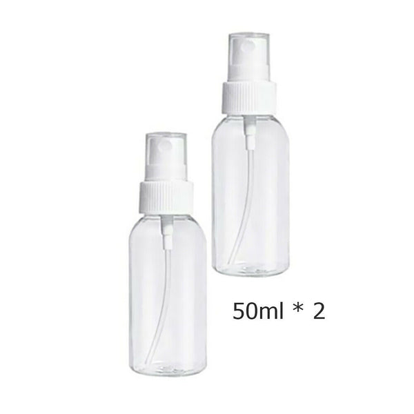 2pcs 50ml Portable Transparent Empty Mini Refillable Cosmetic Spray Bottles
