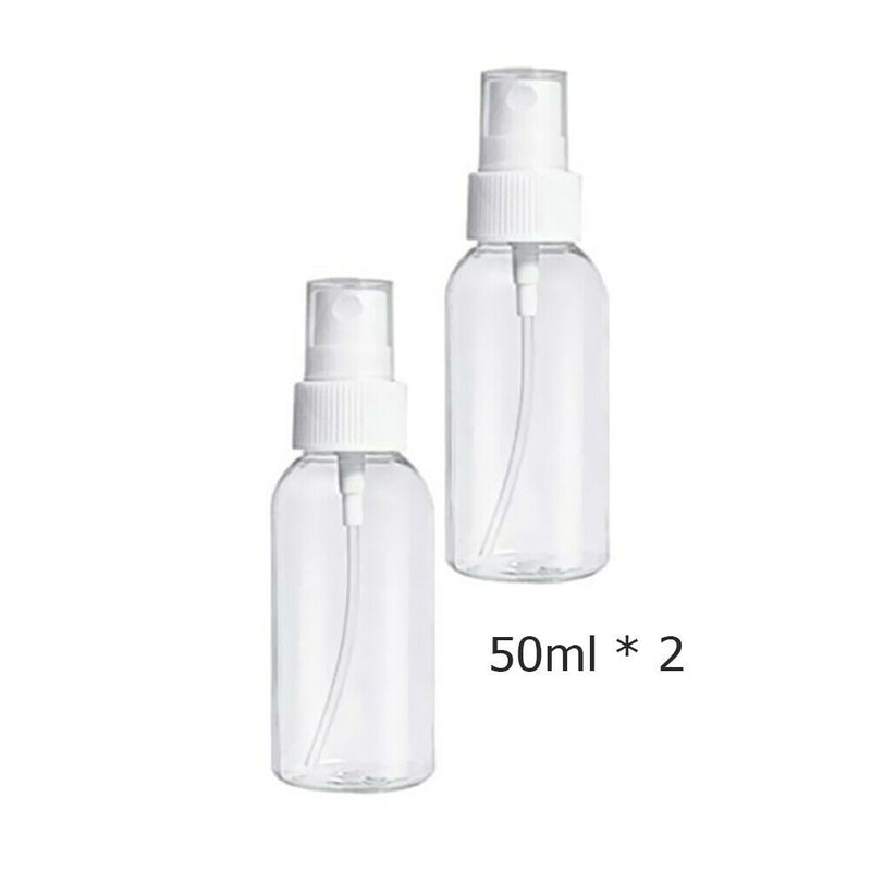 2pcs 50ml Portable Transparent Empty Mini Refillable Cosmetic Spray Bottles