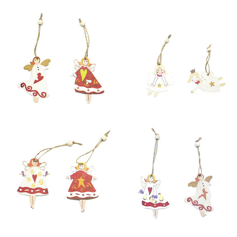 1 Set 8Pcs Christmas Tree Decorations Ornaments Wooden Printing Ornaments M