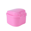 Dental False Teeth Storage Box with Hanging Net Container Organizer (Pink) A