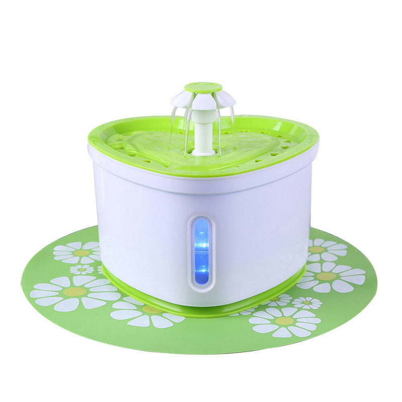 2L USB LED Pet Auto Water Dispenser Mat Dog Cat Drinking Bowl Pad (Green) A