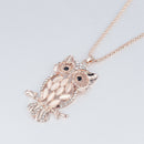 Fashion Opal Owl Rhinestone Crystal Pendant Necklace Women Sweater Chain Jewelry