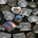 60 Pieces 5 Styles Pendant Trays 30Pcs Round & Square & Heart & Teardrop &  H8G1