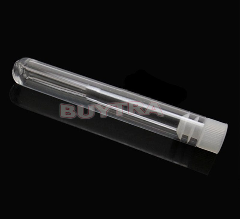 10 X NEW 12x100mm Clear Plastic Test Tubes with White Caps SE
