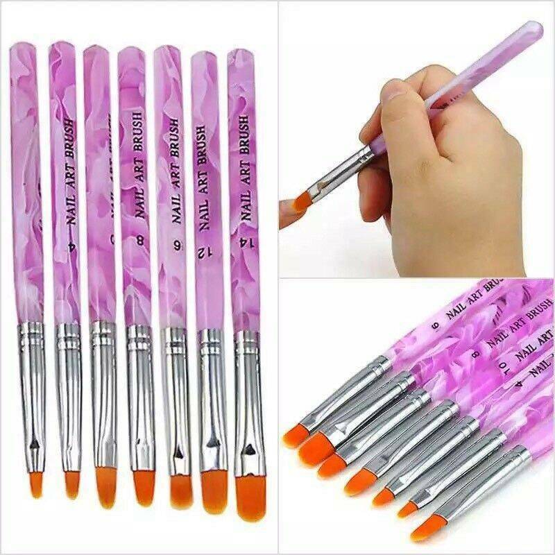 Hot 7 Sizes Manicure Acrylic Nail Art Tips Sable Brush Painting Tool Set