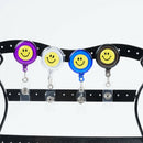 Smiling Face Retractable Pull Chain Badge ID Holder Reel Recoil Key Ring Clip