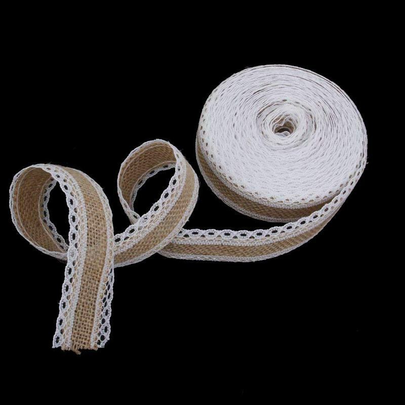 1 Roll 10M Burlap Ribbon Lace Border for Sewing Craft Wedding Decoration