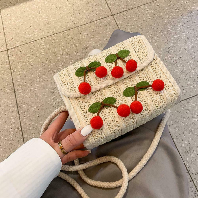 Summer Cherry Straw Messenger Bags Women Handbags Crossbody Shoulder Bag A