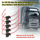 5pcs Waterproof Car Automobile Inline Mini In-Line Fuse Holders 12V 30 Amp