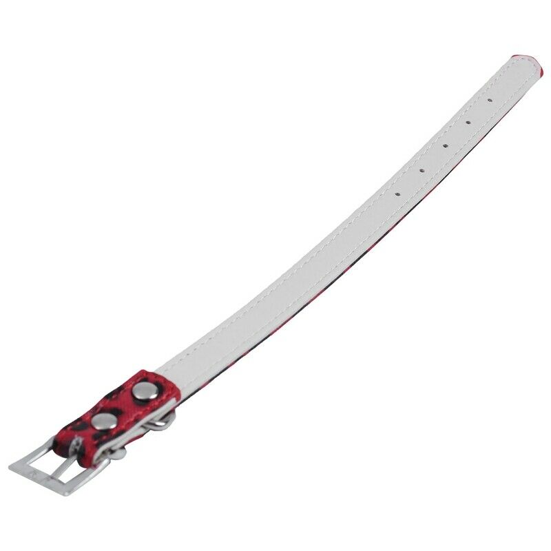 Adjustable PU leather Red Leopard collar for dogs cats size XS