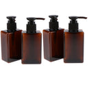 4pcs Refillable Empty Amber PET Bottles - Plastic Shampoo, Conditioner & Wash