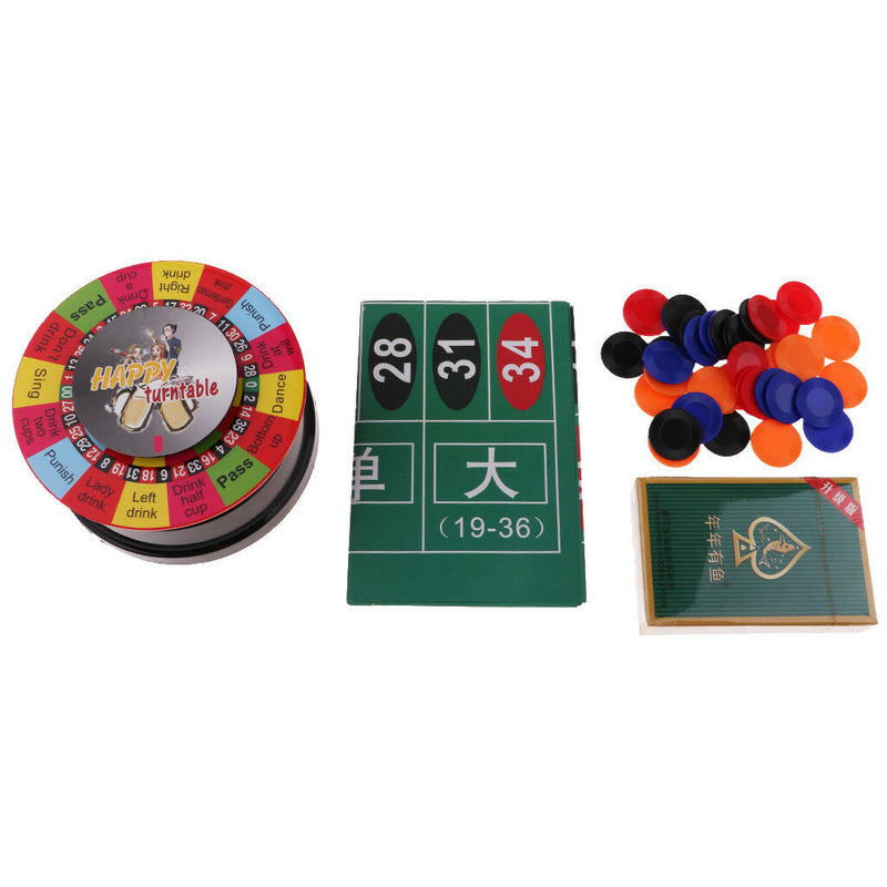 3 in 1 Powered Roulette Turntable Set Game Playing Cards Chips Drinking Game