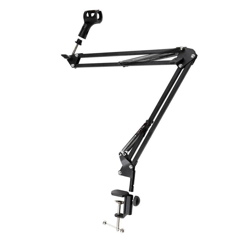 Adjustable Microphone Mic Boom Scissor Arm Stand Set - Black