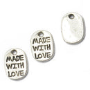 150 Pcs Ellipse "MADE WITH LOVE" Charms Pendants Connectors for DIY Jewelry