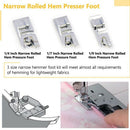 Sewing Machine Feet,3Pcs Rolled Hem Pressure Foot Set (1/2 Inch,3/4 Inch,1