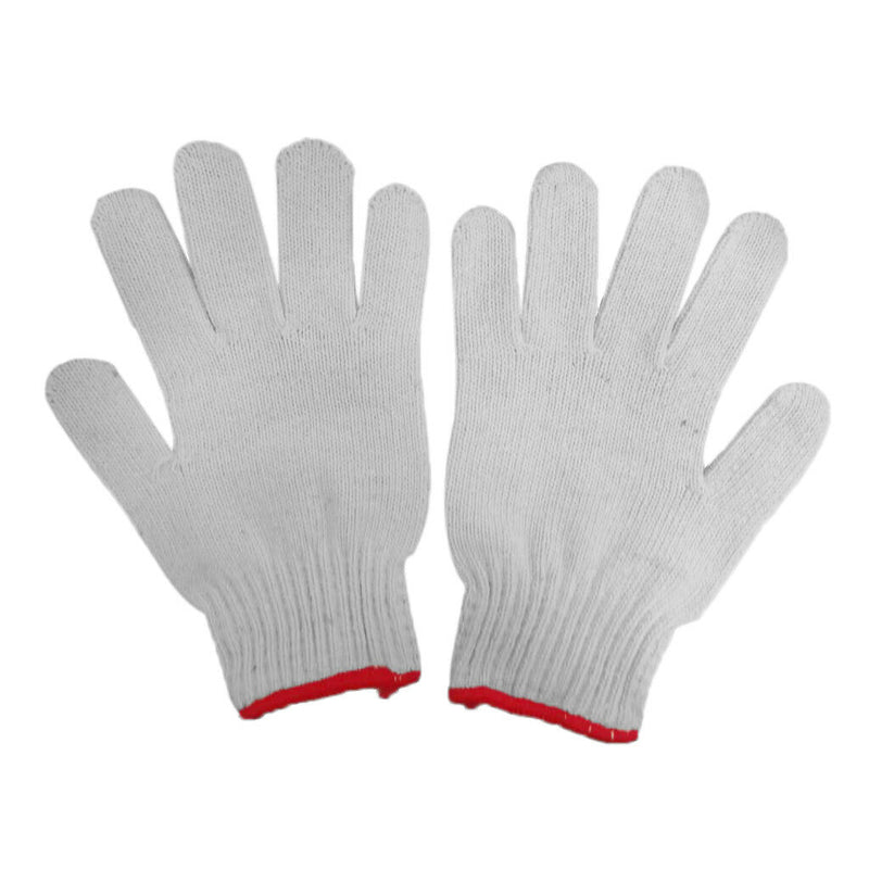 1 Pair White Protective Cotton Knit Gardening Work Gloves, 900g Roving