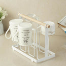 1pc Creative Metal Storage Rack Stylish Mugs Cups Holder Draining Rack Wood