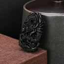 Chinese Natural Black Green Jade Pendant Dragon Good Lucky Amulet Gifts Gift