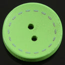 50Pcs Mixed Round 2 Holes Wood Sewing Buttons Scrapbooking 25mm(1") Dia R4O1