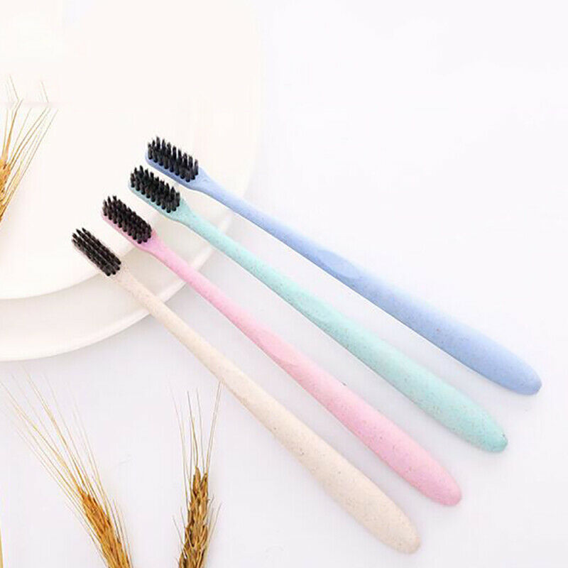 20X Wheat Straw Handle Bamboo Charcoal Soft Bristles Travel Toothbrush Ora ZUN