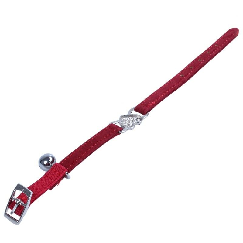 Heart charm and bell cat collar safety elastic adjustable with soft velvet