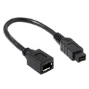 10Cm 1394 6Pin Female To 1394B 9Pin Male Firewire 400 To 800 Cable Black