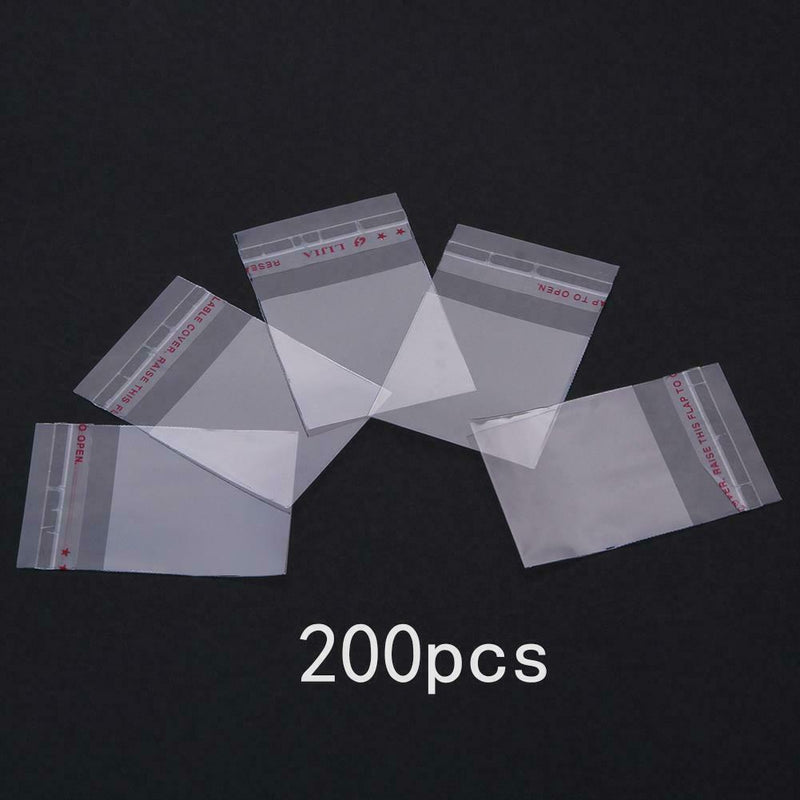 200pcs Clear OPP Bag Self Adhesive Seal Plastic Rhinestone Jewelry Contain