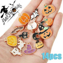 14pcs Enamel Alloy Mixed Halloween Series Bat Ghost Pendant Charms DIY Findings.