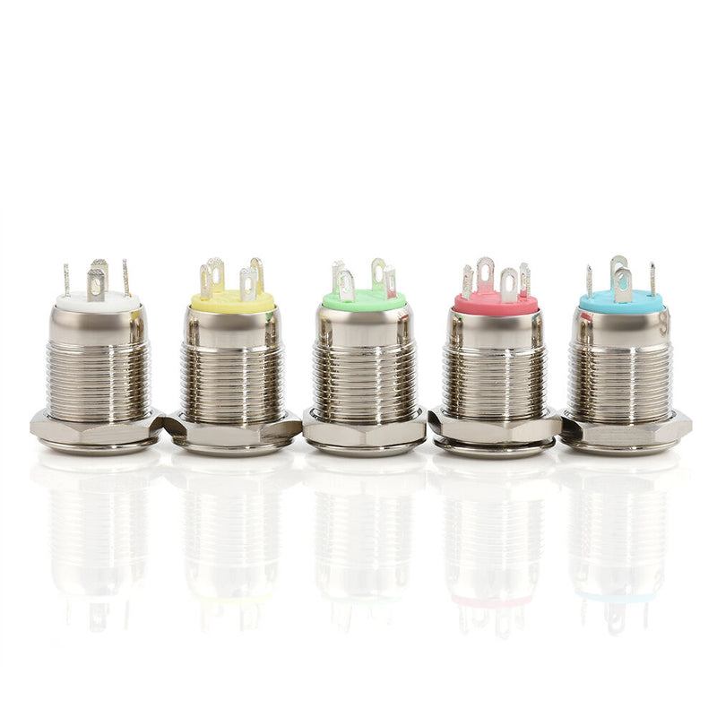 21mm Momentary Tri-color RGB LED Ring LED Metal Pushbutton Switch 12V 4 Pins 1pc